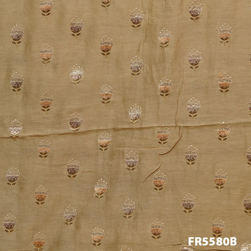 Embroidered Sequins Chanderi Silk Fabric-FR5580